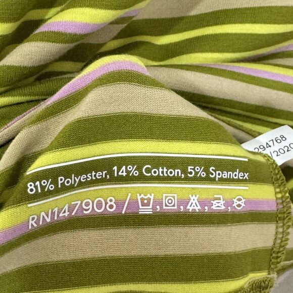Outdoor Voices Shirt Womens Medium Green Yellow Striped Stretch Crew Tee 2020 - Picture 5 of 6